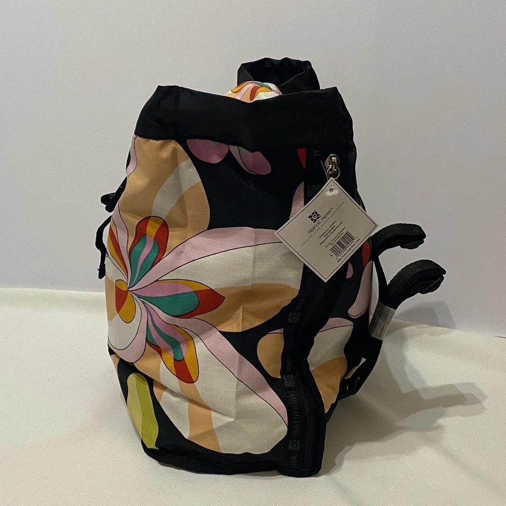 Tropical Trends Groovey‎ Plumeria Backpack Hawaiian Colorful Retro 90s Y2K NWT